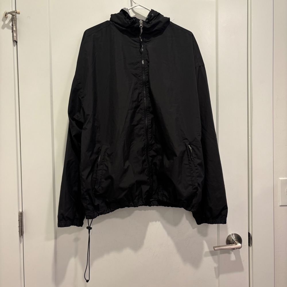 UPS Embroidered Charles River Apparel Mens Large Black Lined Hooded Windbreaker